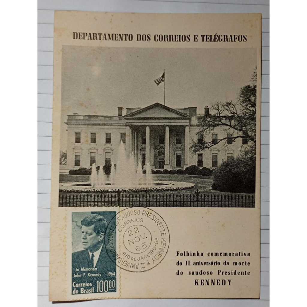 Folhinha Comemorativa com Selo – II Aniversário da Morte de John F. Kennedy – Brasil – 1965