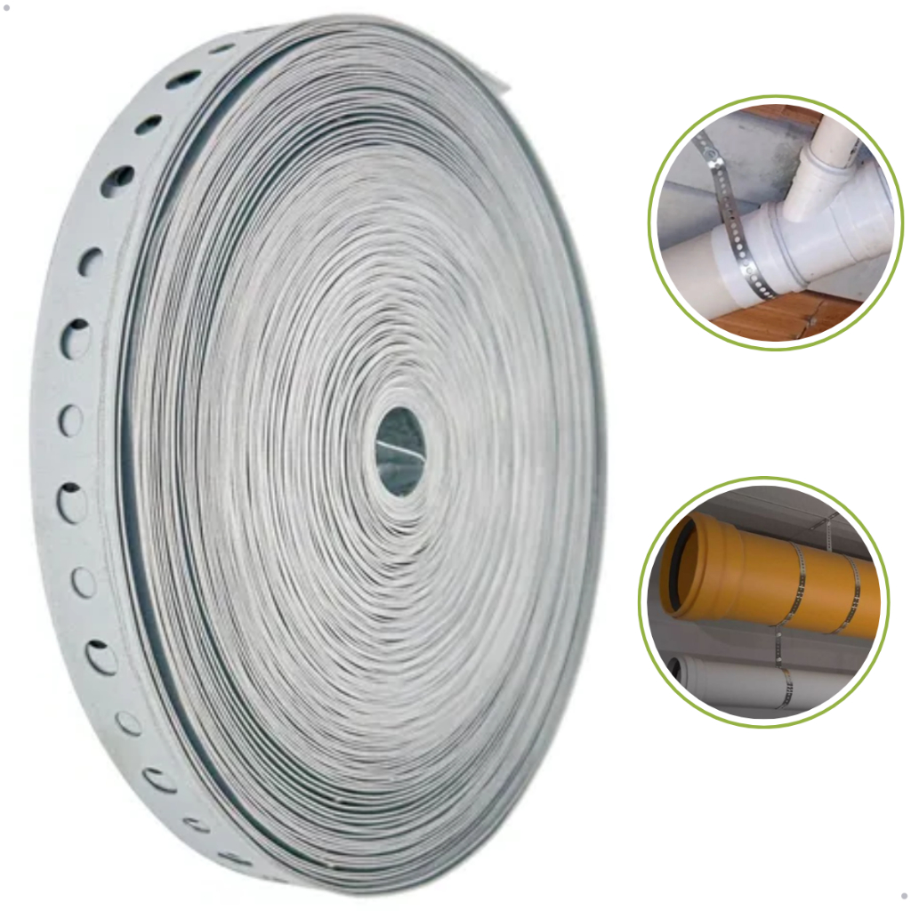 Kit 4 Fita Perfurada Aço Galvanizado 17 ou 19mm x 30m Fixação Tubo Estrutura Construção Hidráulica