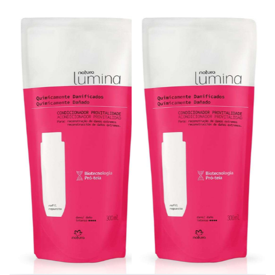 Combo com 2 Refis Condicionador Provitalidade Cabelos Quimicamente Danificados 300ml Natura Lumina
