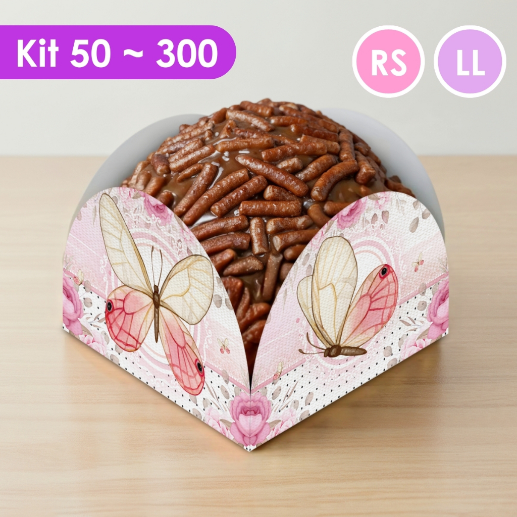 50 ~ 300 Forminhas 4 Pétalas Jardim da Borboleta Festas Aniversários Boboleta Rosa Infantil Docinho em Oferta na Shopee