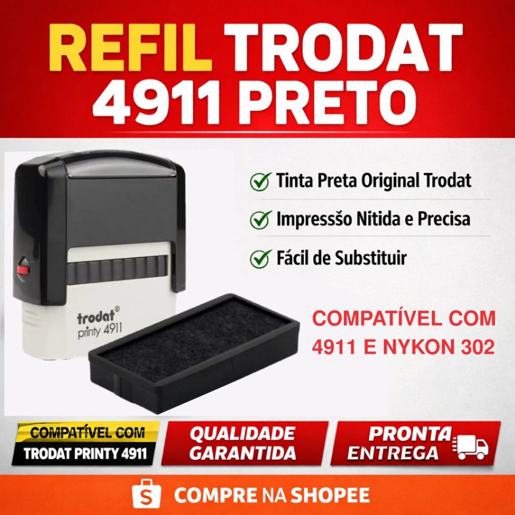 REFIL/ALMOFADA PARA CARIMBOS AUTOMÁTICOS TRODAT 4911 E NYKON 302 em Oferta na Shopee
