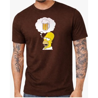 Camiseta Homer pensando em beber Masculina Casual