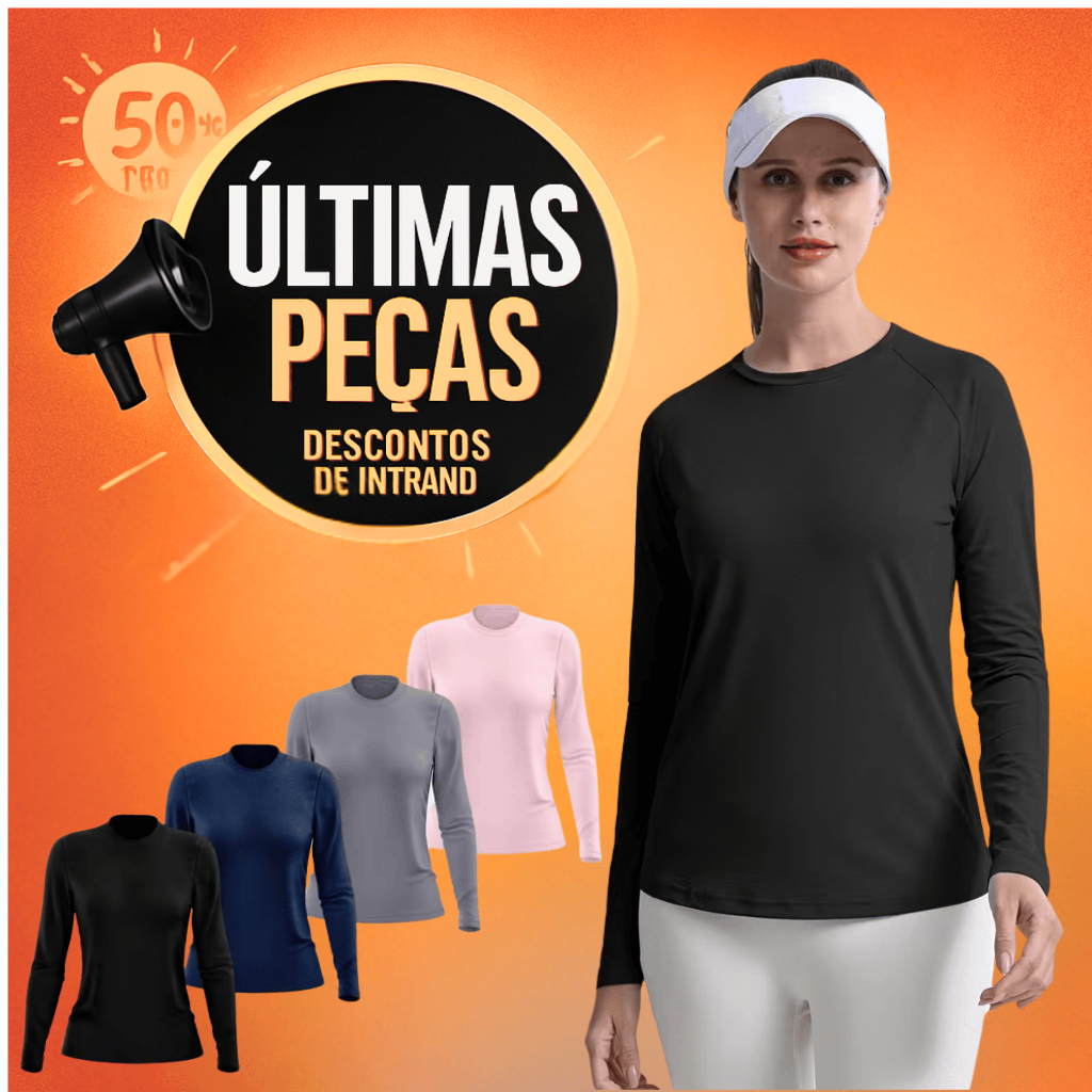 Kit 2 Camisa Térmica Feminina Proteção Uv 50+ Segunda Pele Camiseta Blusa Fria Academia Manga Longa