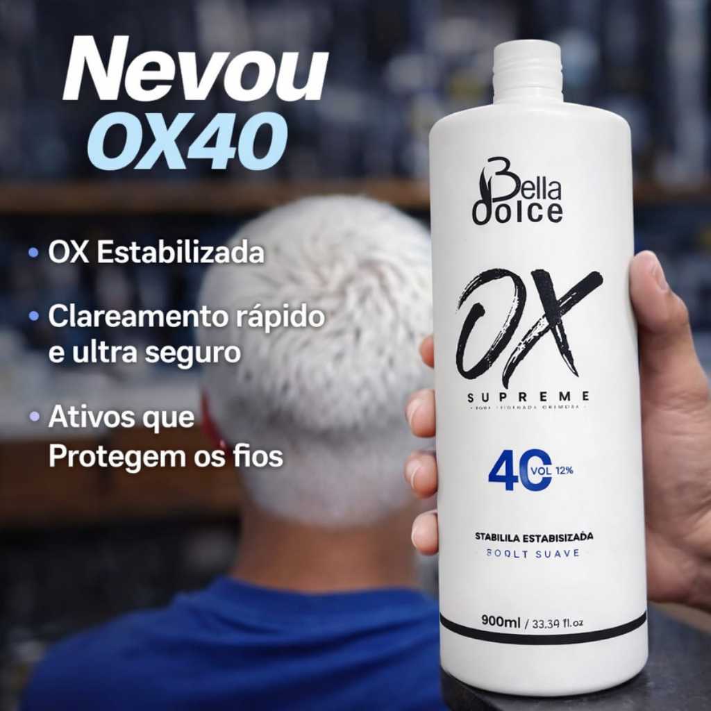 Agua oxigenada Ox 40 Volumes Descoloração Nevou 900ml Profissional Cabelo Clareamento intenso 4 tons