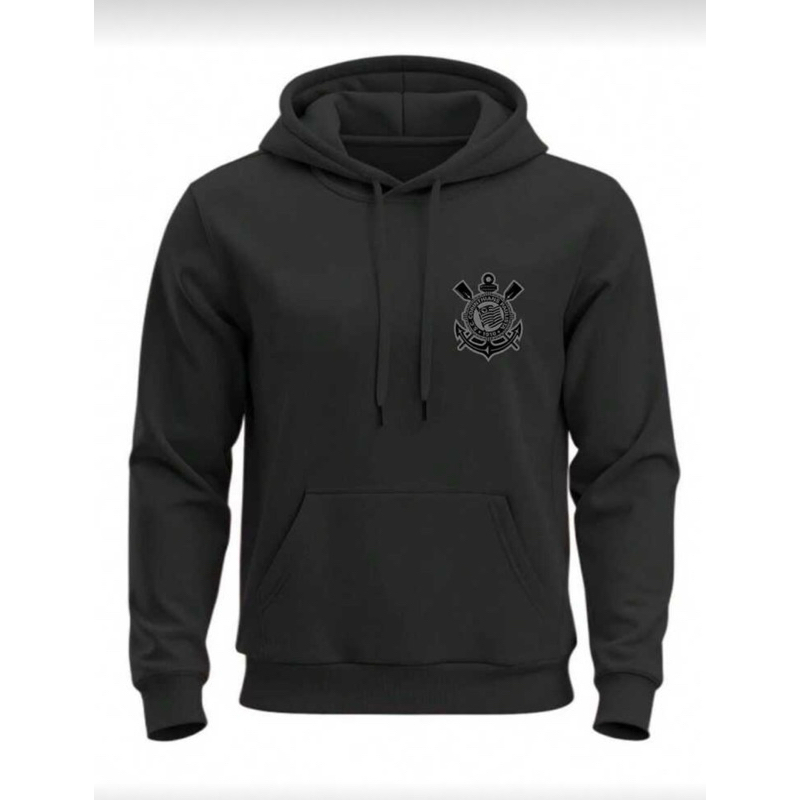 Blusa De Frio Canguru Moletom Jaqueta Casaco Agasalho com bolso Time Futebol Corinthians Cinza