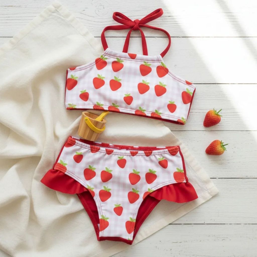 Biquíni menina Morangos Suplex Estampado em Oferta na Shopee