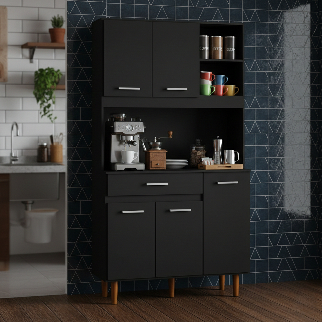 QUEIMA DE ESTOQUE - Armário Kit de Cozinha Completo com 1 Gaveta, 5 Portas e Nichos