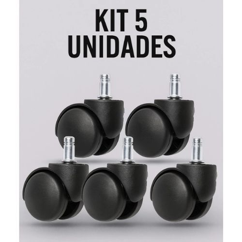 Kit 5 Rodinhas Rodízio Anti-risco E Anti-ruido Para Cadeiras Escritórios Baixo Ruido