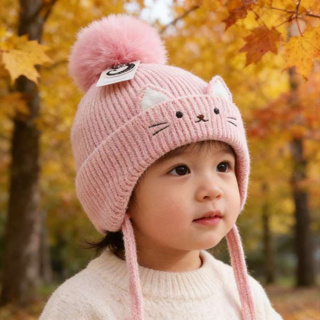 Touca Infantil com Pompom Inverno Bebê 1-3anos Criança Menino Menina Quentinha Forrada Macia em Oferta na Shopee