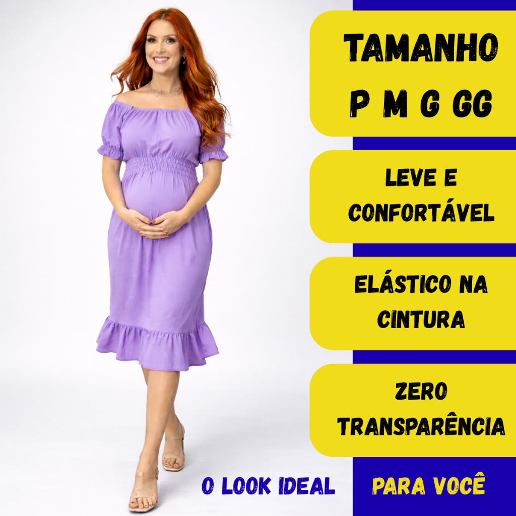 Vestido Midi Gestante Soltinho Grávida Moda Maternidade Estica Na Gravidez em Oferta na Shopee