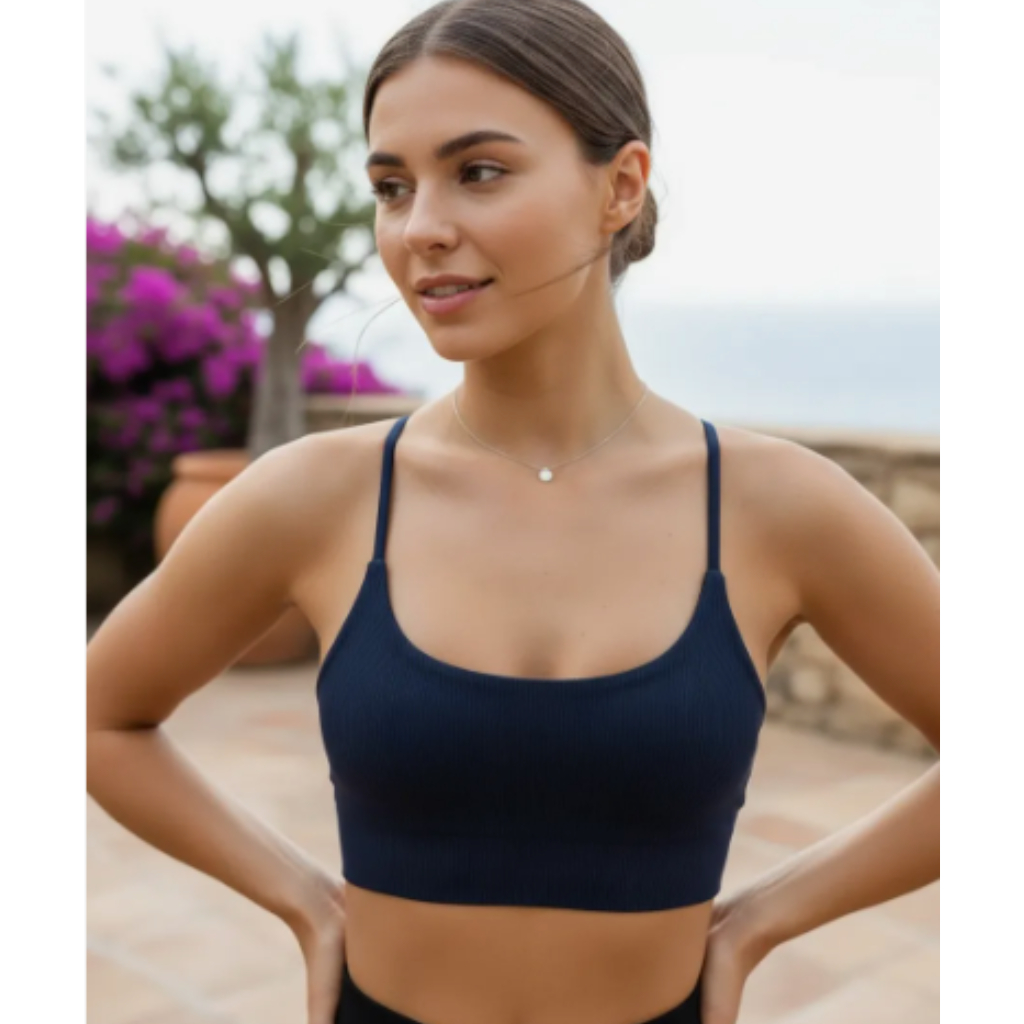 Top Preto Feminino Para Fitness Musculação Casual Praia Treino Academia Dia a Dia