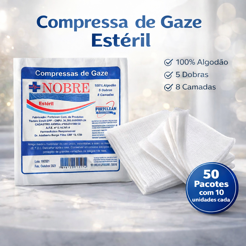 Compressa De Gaze Esteril Pacote Com Kit 500Un em Oferta na Shopee