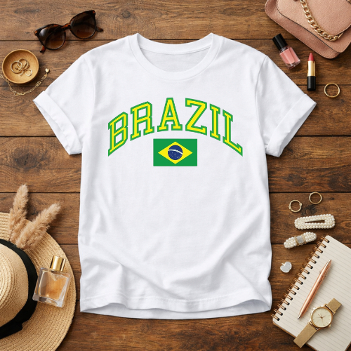 Camiseta T-shirt Brasil Copa Do Mundo Rumo Ao Hexa Vai Brasil Estilosa Para Jogos Futebol Torcida cod 795