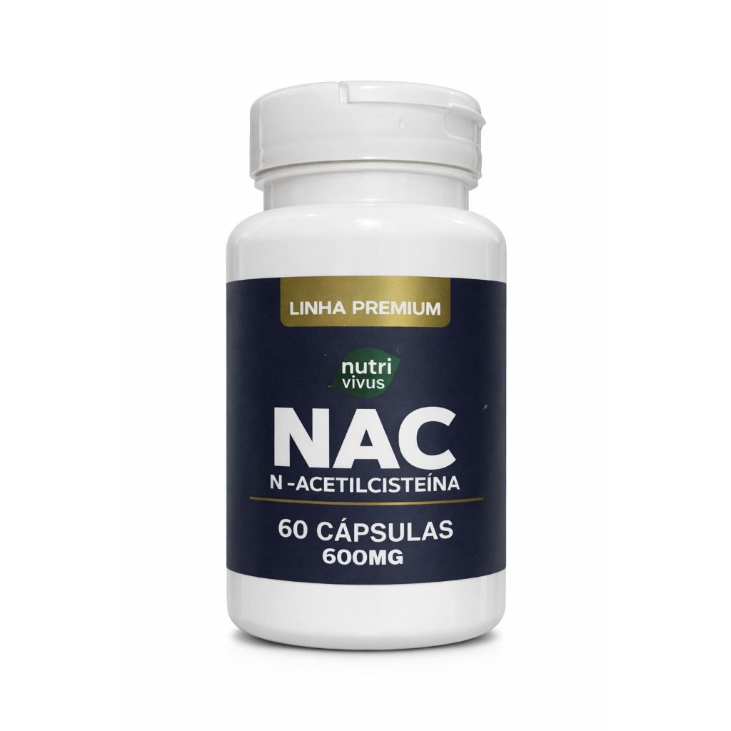 N-Acetil L-Cisteína NAC - 600mg - Precursor da Glutationa - 60 Cápsulas