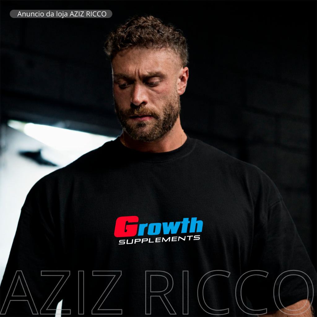 Camiseta oversized Growth Supplements Academia T-shirt 100% Algodão premium Registrado