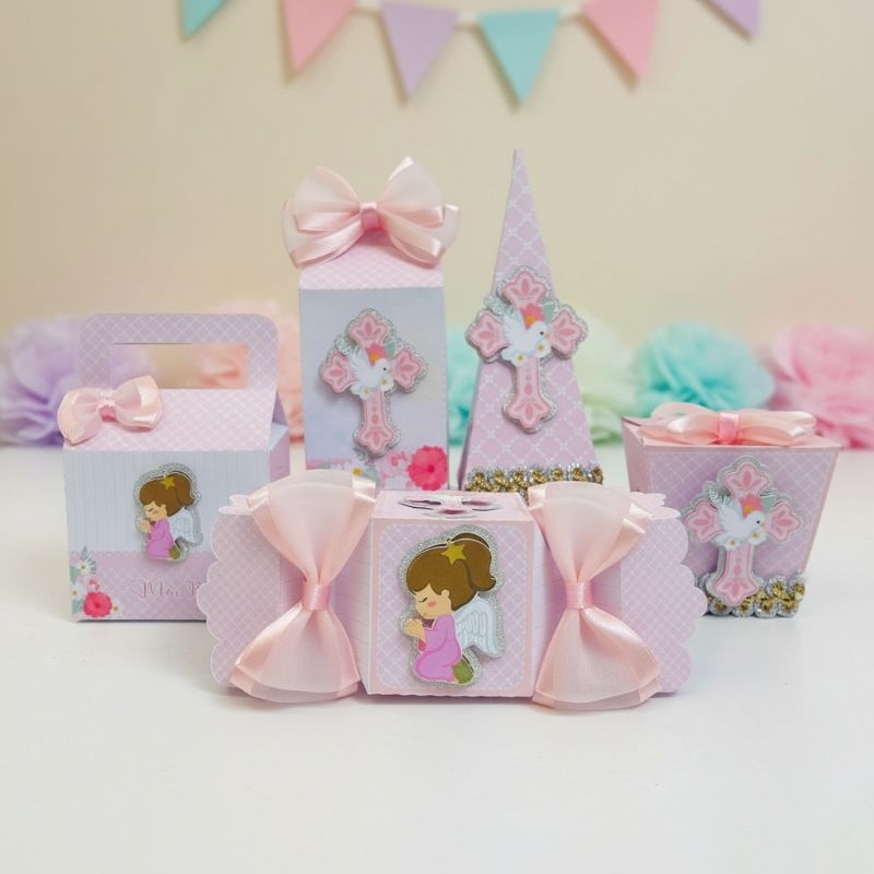 Kit festa infantil PEGUE E MONTE - Tema Batizado Menina - Lembrancinha personalizada - Aniversário infantil.