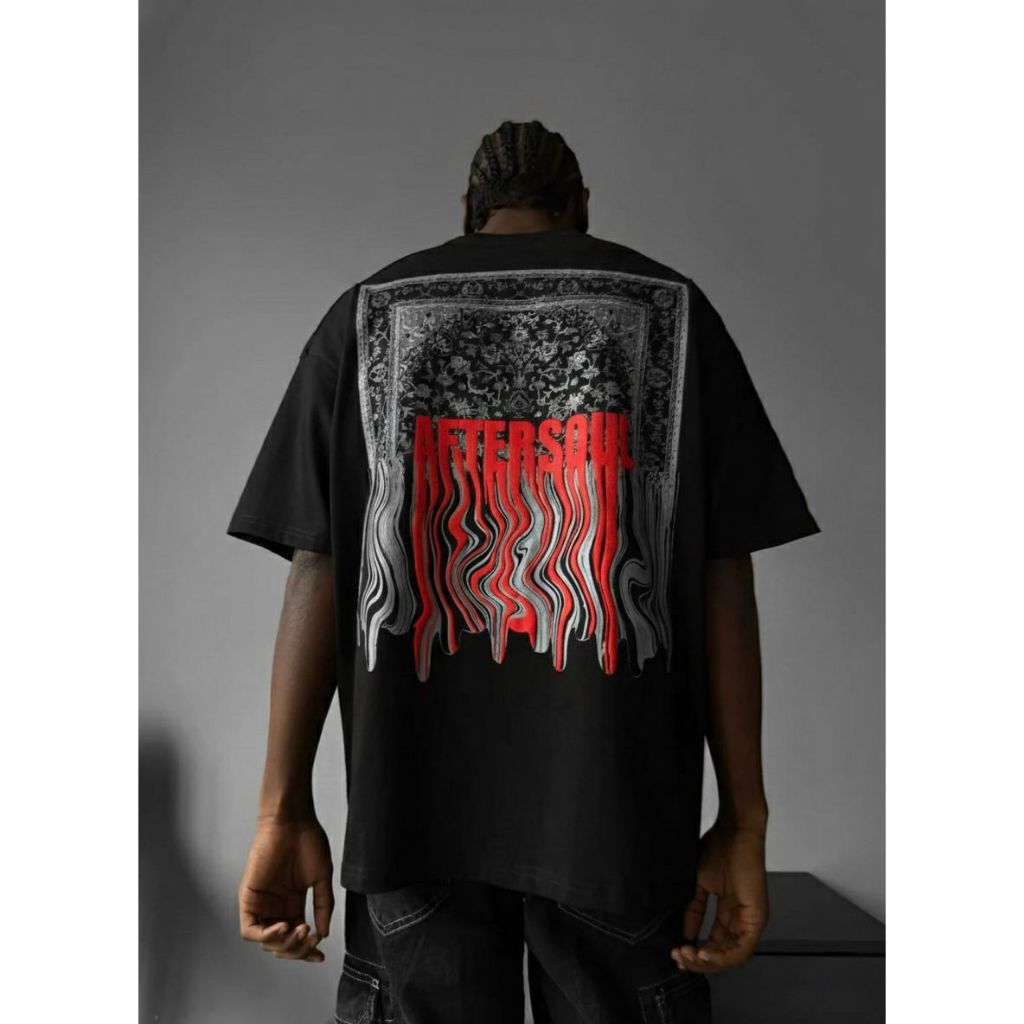 Camiseta Oversized Aftersoul Melted Logo Anime Aftersoul Unissex Plus Size P ao G5 100% Algodão