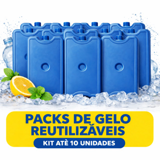 Kit Gelo Gel Rígido Reutilizável 200ml Pack com 6, 8 ou 10 Unidades Cooler Lancheira Bolsa Térmica em Oferta na Shopee