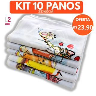 Kit 10 Pano De Prato Estampado com Bainha em Oferta na Shopee