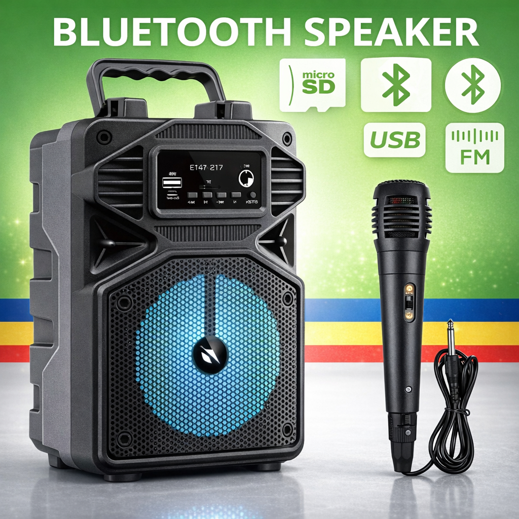 Caixa de Som Karaokê Com Microfone Bateria Bluetooth Rádio FM PenDrive em Oferta na Shopee