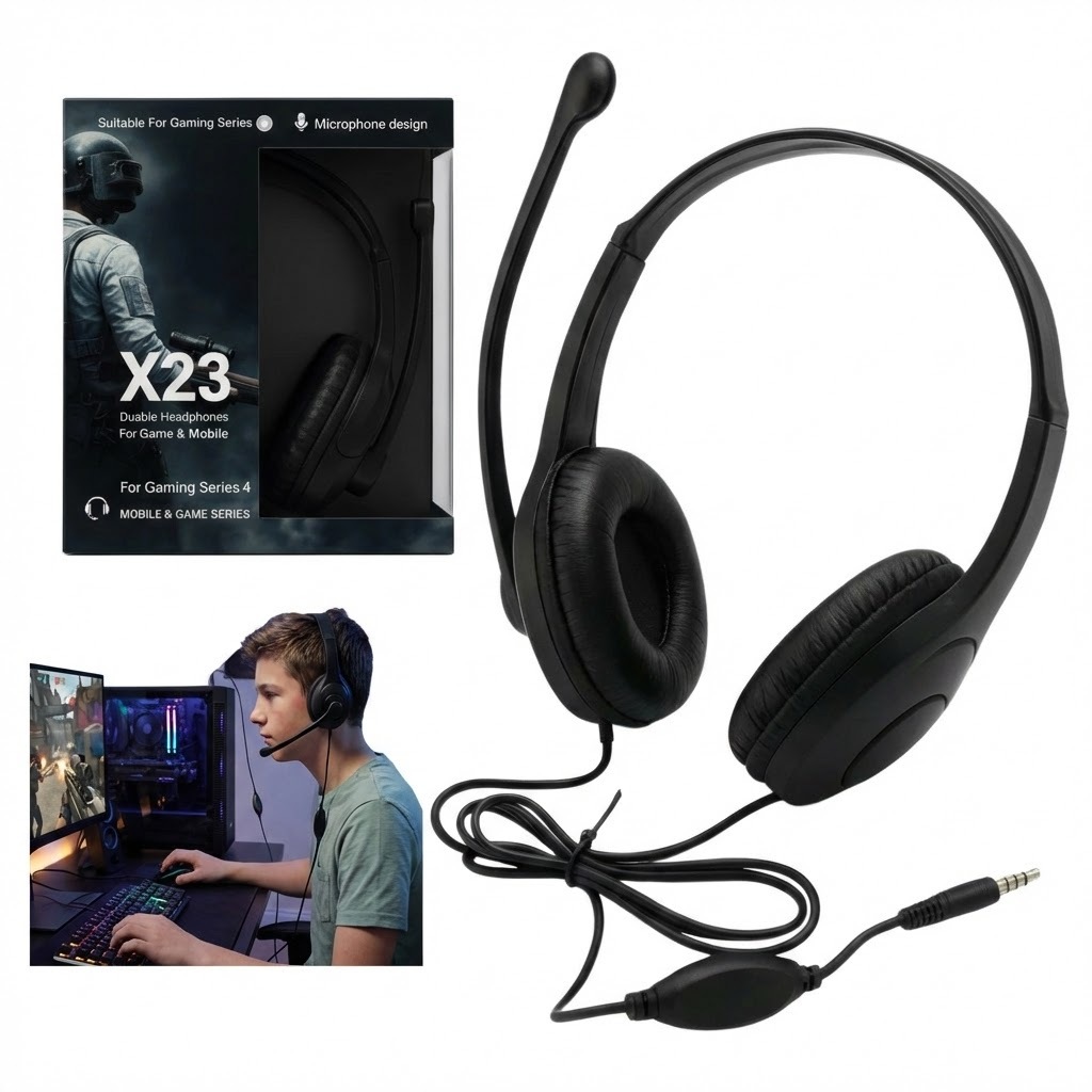 Fone de Ouvido Gamer X23 HeadSet com Microfone Entrada P2 Gamer HeadFone Jogos Games