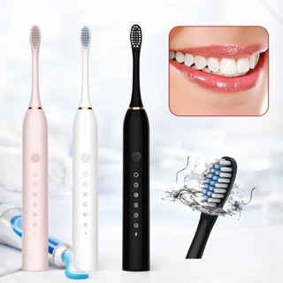 Escova De Dentes Elétrica Sônica Recarregável Usb 4 Cabeças Branco Rosa Preto em Oferta na Shopee