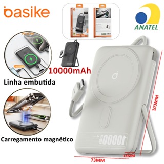Basike 10000mAh Carregador Portátil Indução para iPhone/Android Samsung Apple Sem fio Bateria Carga em Oferta na Shopee
