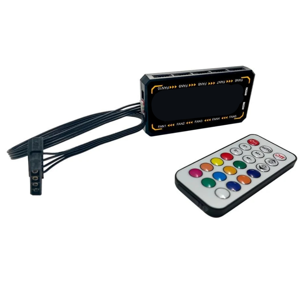 Controladora para Cooler Fan LED ARGB 6 Pinos 5v Até 10 Ventoinhas Fita Led Controle Remoto