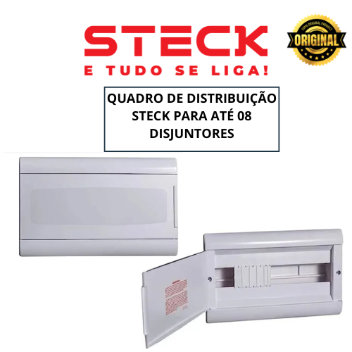 Quadro de distribuição STECK para até 08 disjuntores OURO BOX da STECK EMBUTIR STECK