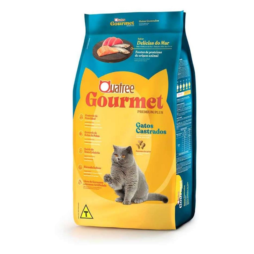 Ração Quatree Gourmet Gatos Castrados Delícias do Mar 10kg