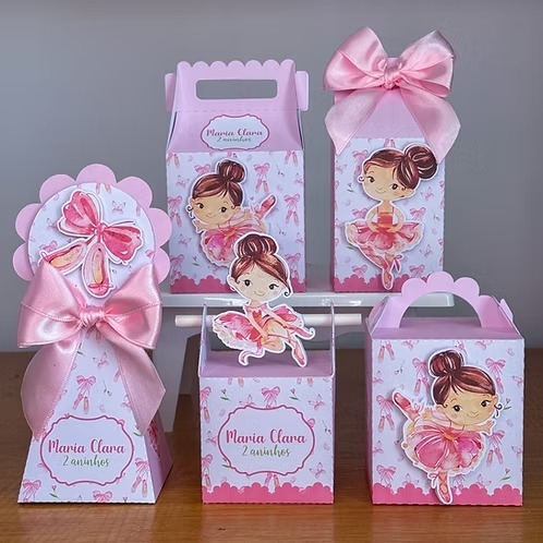KIT FESTA  Personalizados Bailarina pegue e Monte Lembrancinhas - Aniversário - Caixinha Personalizadas