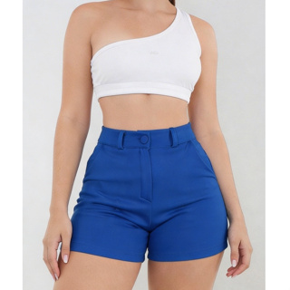 Short Feminino Cintura Alta com Botão Tecido em Neoprene Moda Verão em Promoção 2026 Copa Do Mundo em Oferta na Shopee