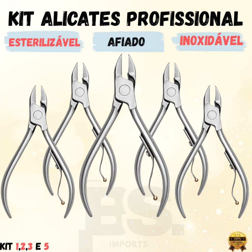 Alicate de Cortar Unha Profissional Kit 1/2/3/5 UN Manicure Pedicure Removedor de Cutícula Aço inoxidavel em Oferta na Shopee