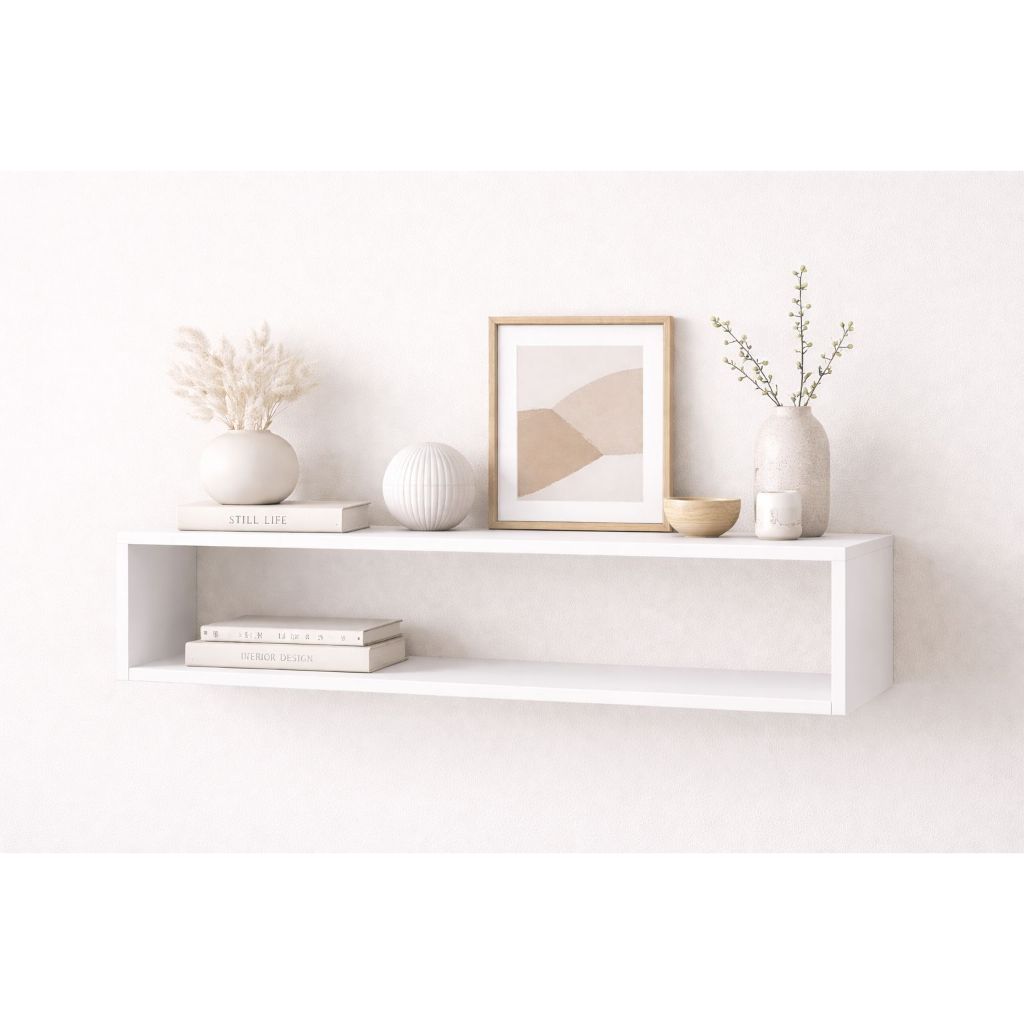 Nicho 100x30x30cm Branco MDF 25mm com Suporte | Decoração Sala Cozinha Escritório
