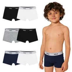 Kit 6 Cuecas Boxer Infantil Polo Cotton 100% Algodão Forro Duplo Confortável