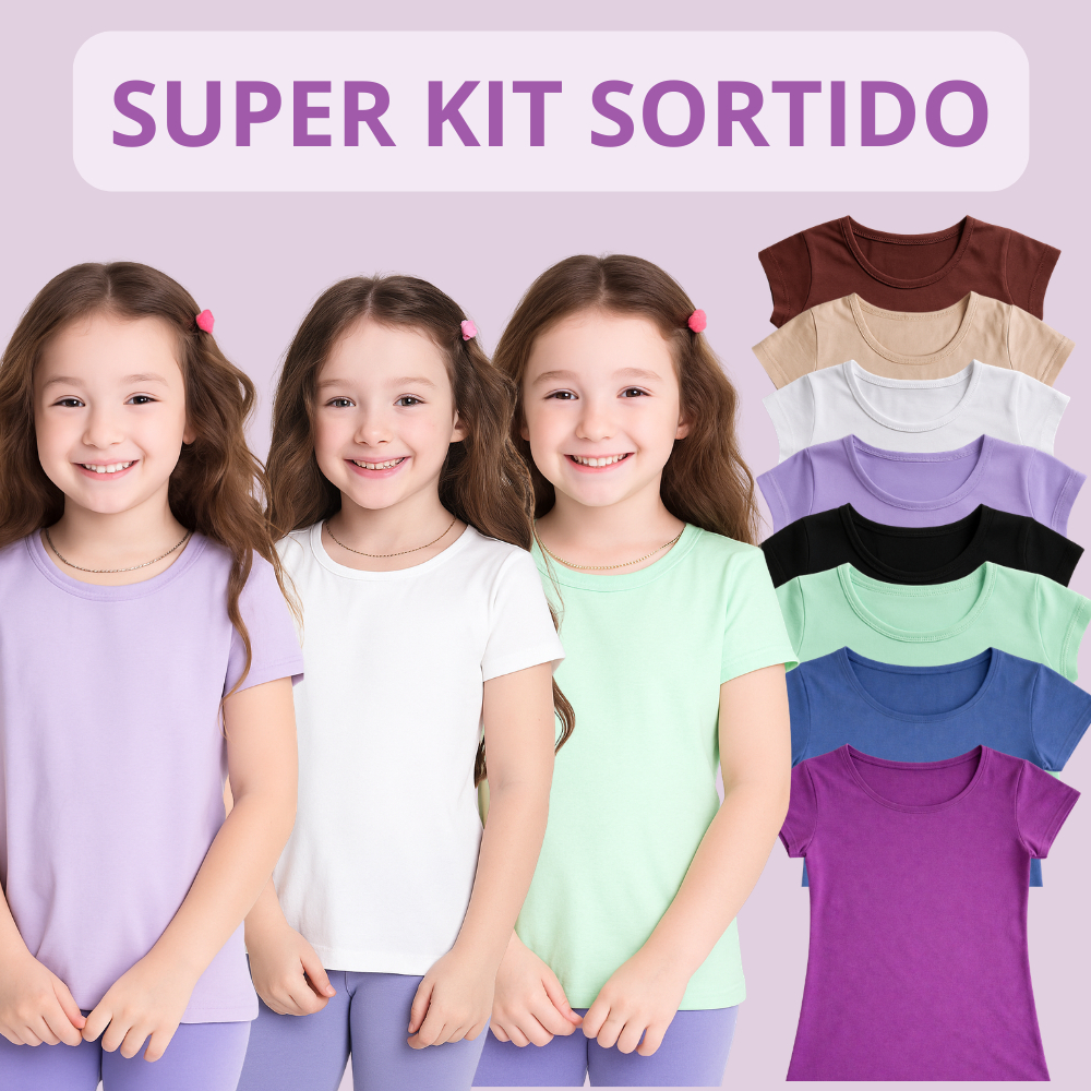 Kit Blusa Infantil Feminina Basica Lisa para Criança Menina Princesa Boneca Conforto e Qualidade em Oferta na Shopee