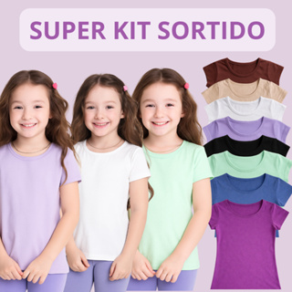 Kit Blusa Infantil Feminina Basica Lisa para Criança Menina Princesa Boneca Conforto e Qualidade em Oferta na Shopee