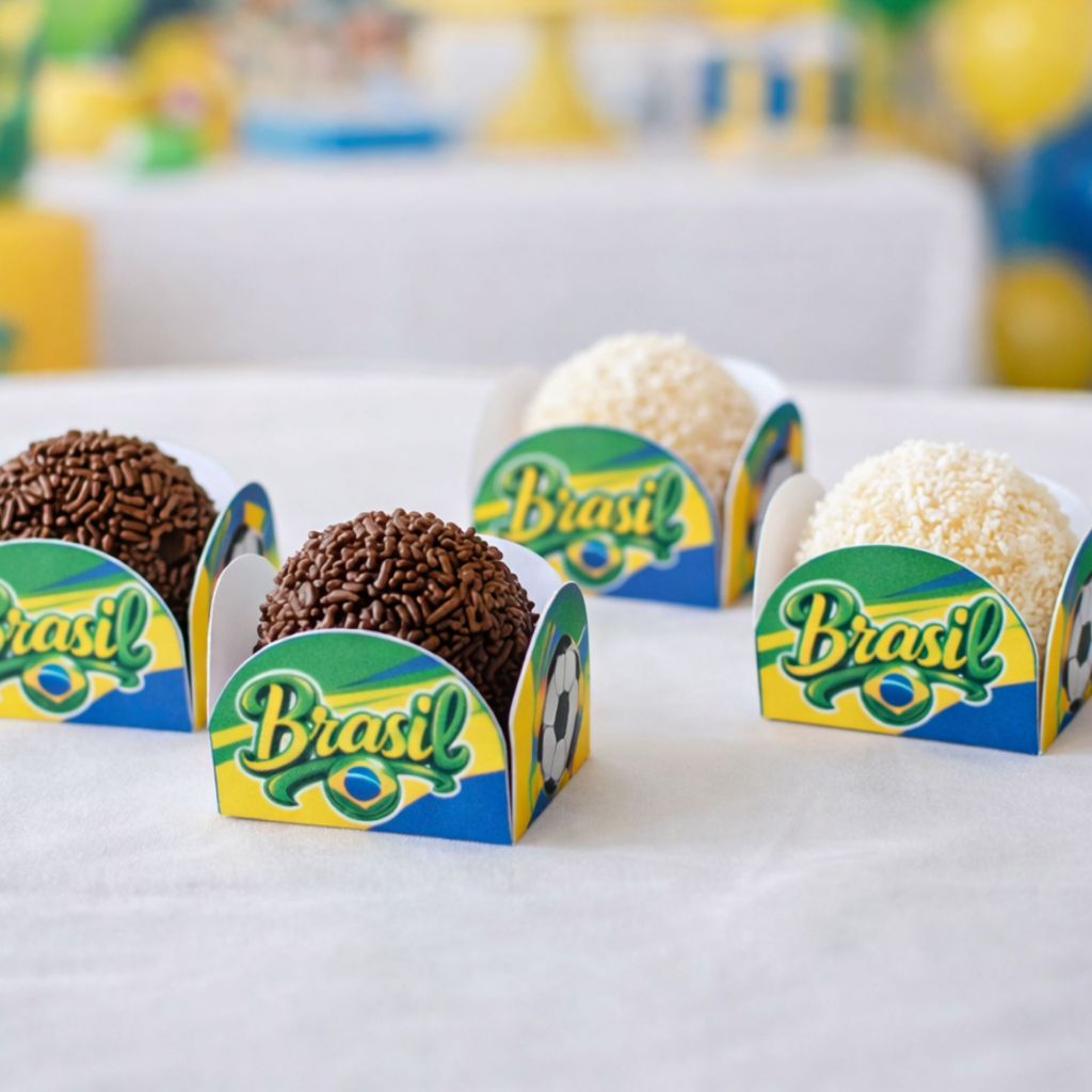 Forminha para Doces Copa do Mundo Brasil | Tema Futebol Festa Infantil Forminha Brigadeiro