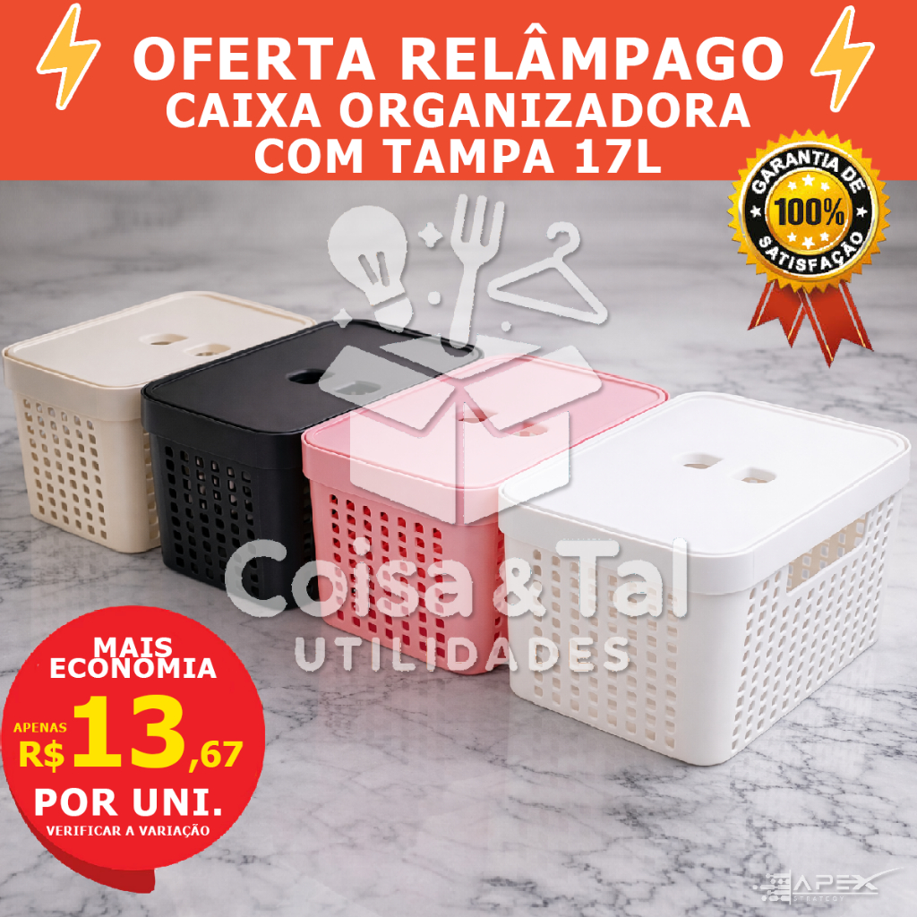Cesto Organizador Caixa Organizadora Decorativa Multiuso Casa Banheiro Cozinha Escritório Gaveta