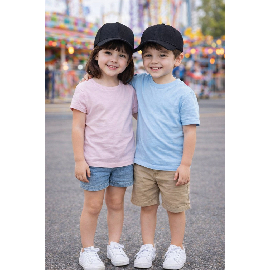 Boné Infantil Liso Unissex Ajustável Aba Curva Básico Confortável