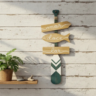 Placa Decorativa Em Mdf - Mar Doce Lar - 18x43cm Praia Verão em Oferta na Shopee