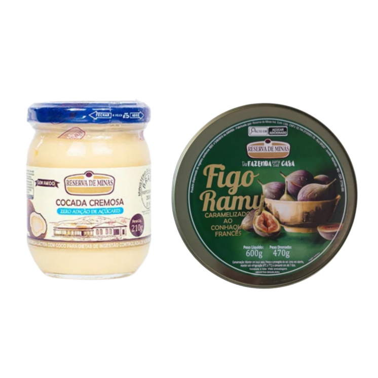 COMBO Figo Ramy Caramelizado 600g + Cocada Cremosa Diet Zero Açúcar 210g reserva de minas