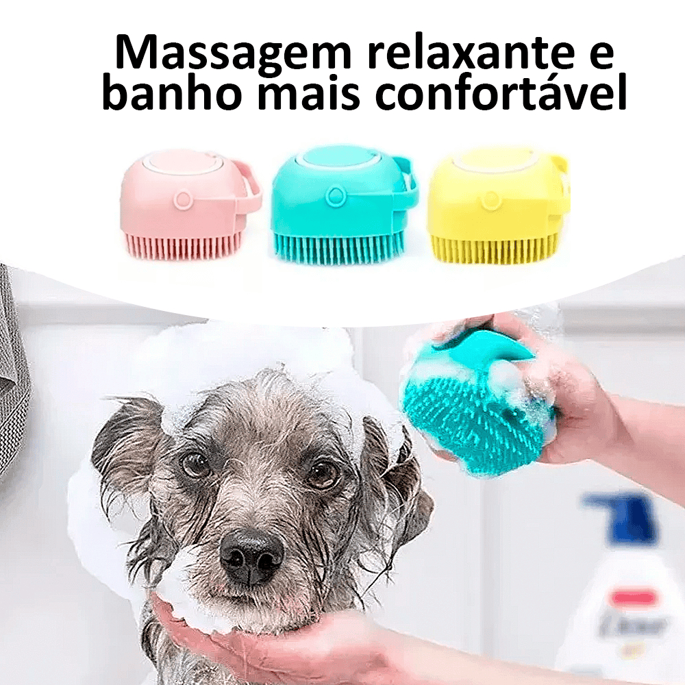 Escova de Banho Pet com Dispenser de Shampoo – Limpeza Fácil Tex Groo