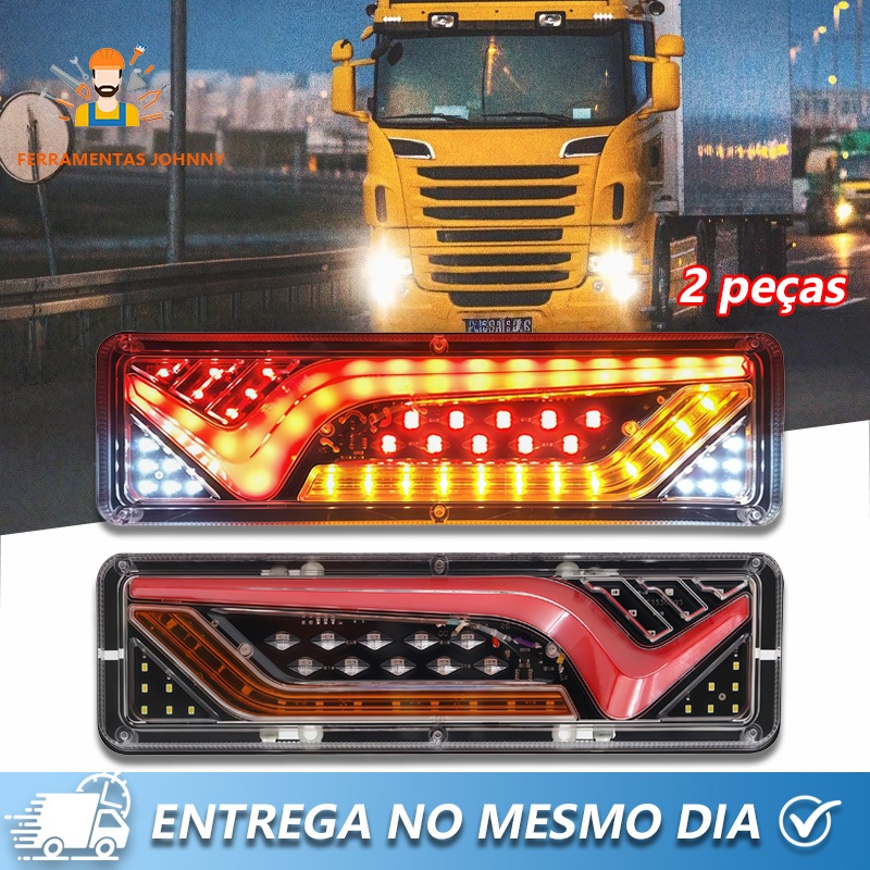 2 peças Lanterna Traseira Led Seta Sequencial Freio Ré Caminhao Bau Carretinha 30cm 12V-24V 2 peças Lanterna Traseira Led Seta Sequencial Freio Ré Caminhao Bau Carretinha 30cm 12V-24V