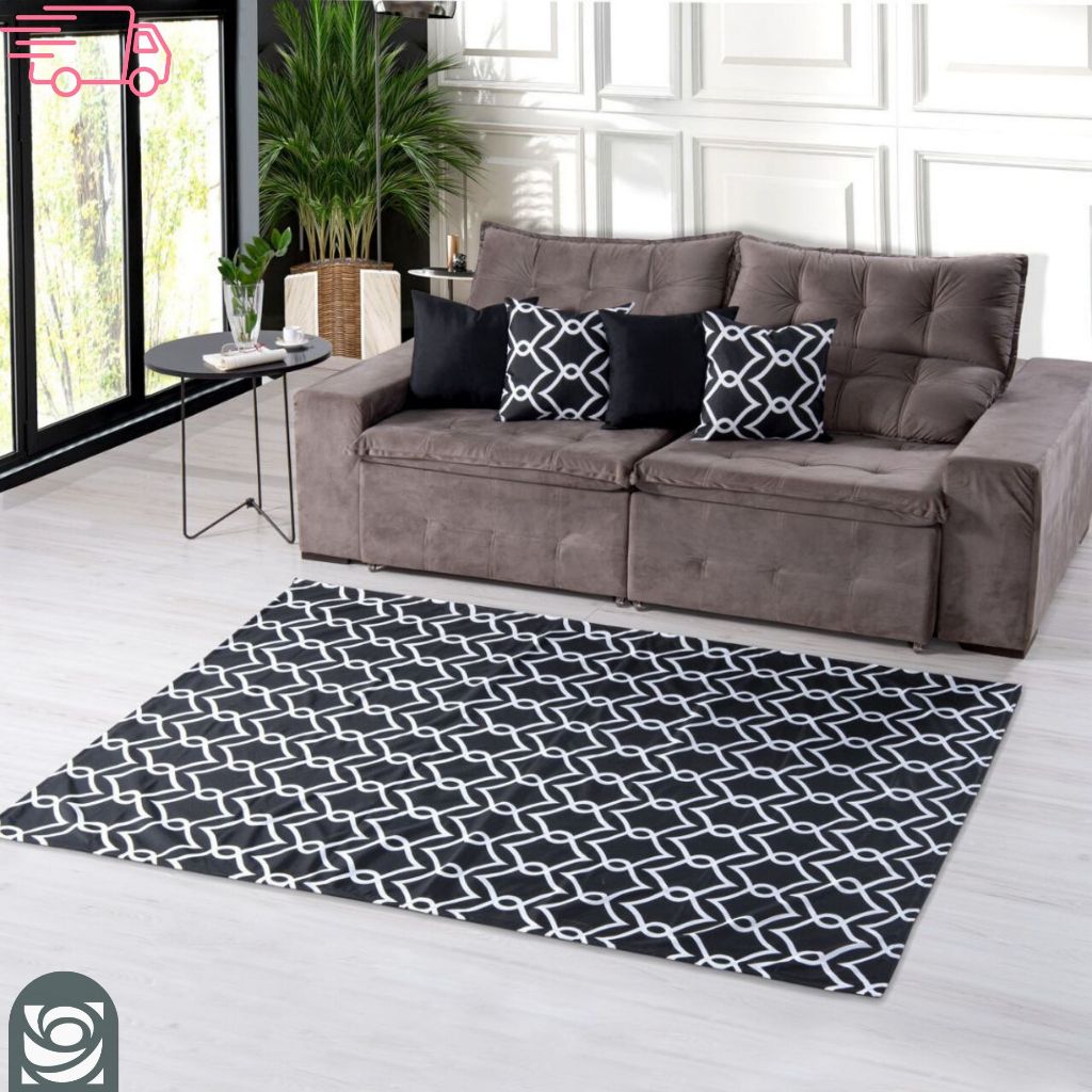 KIT TAPETE SALA QUARTO GEOMETRICO 1M X 1,40M + 04 CAPAS GORGURINHO 45CMX45CM COMPLETO