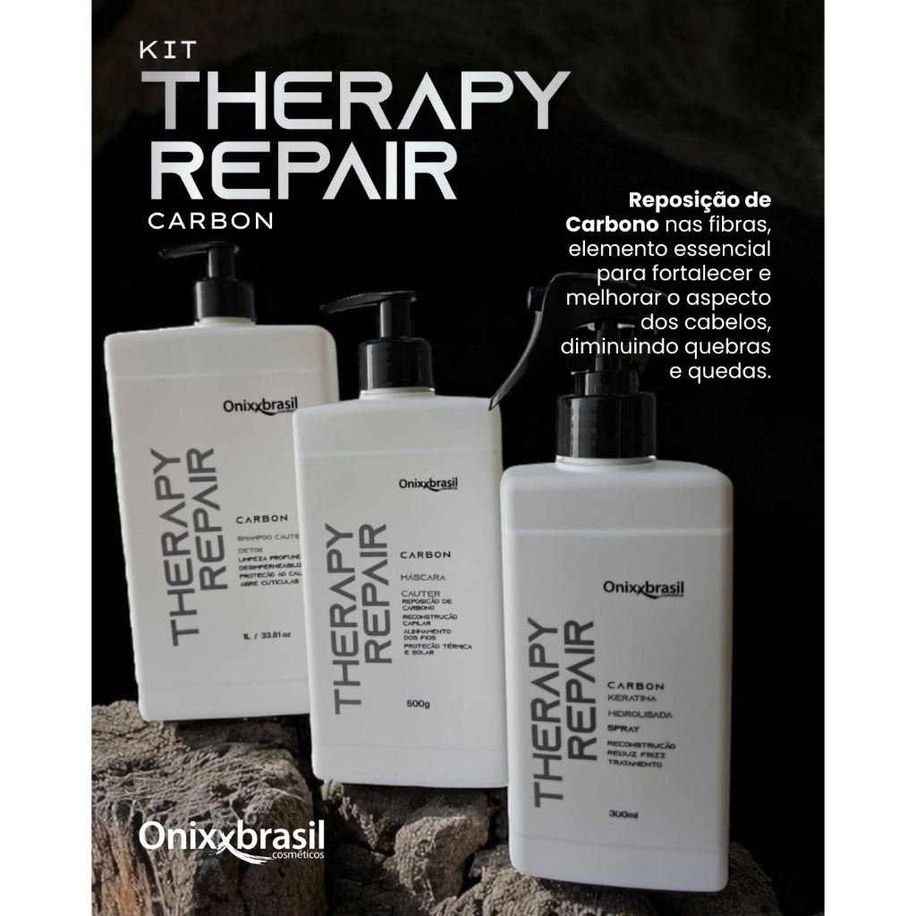 KIT THERAPY REPAIR CARBON - ANTIQUEBRA, ANTIQUEDA, FORTALECE OS CABELOS - ONIXXBRASIL