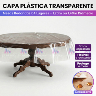Toalha para Mesa de Jantar Redonda Forro PVC Transparente - Capa Vinil Plástica Fácil de Limpar Impermeável 4 Lugares em Oferta na Shopee