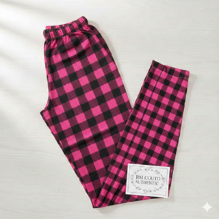 01 Un Calça Feminina Xadrez Preta e Rosa Pijama Poliéster em Oferta na Shopee