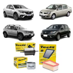 Kit Filtros Sandero Clio Logan Duster Symbol 1.6 16v Tecfil
