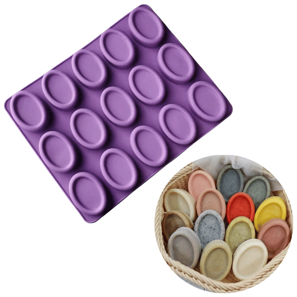 Molde De Silicone Sabonete Artesanal 50g Forma 15 cavidades Oval Resina Saboaria Sabao em Oferta na Shopee